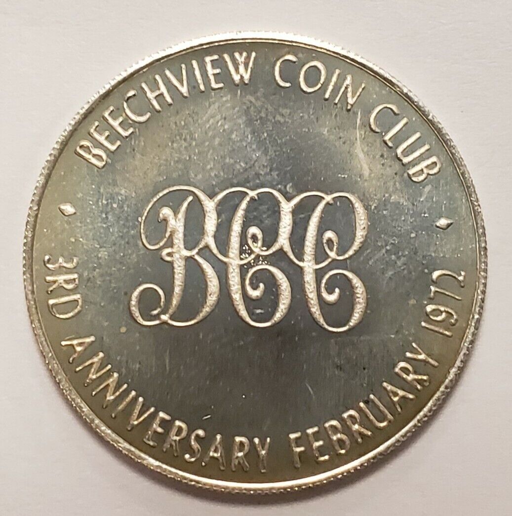 100 grains .925 Silver Round 1972 Beechview Coin Club Pittsburgh .2 ASW - F5635
