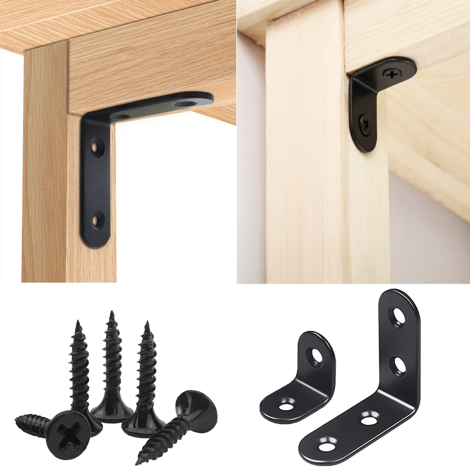 YAMASO 20PCS L Bracket Corner Bracket,Black Small Right Angle Black