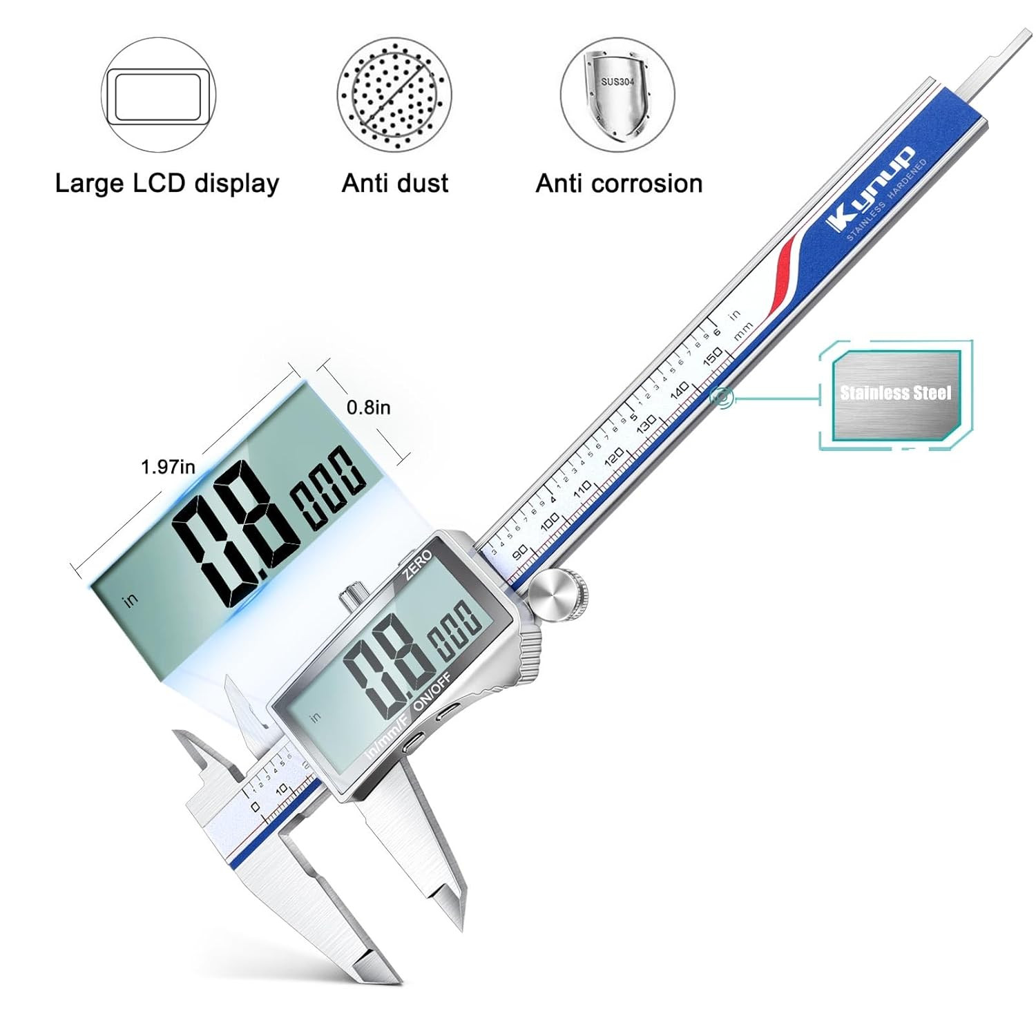 Digital Caliper, Caliper Measuring Tool with Large LCD Screen, Micrometer Calipe