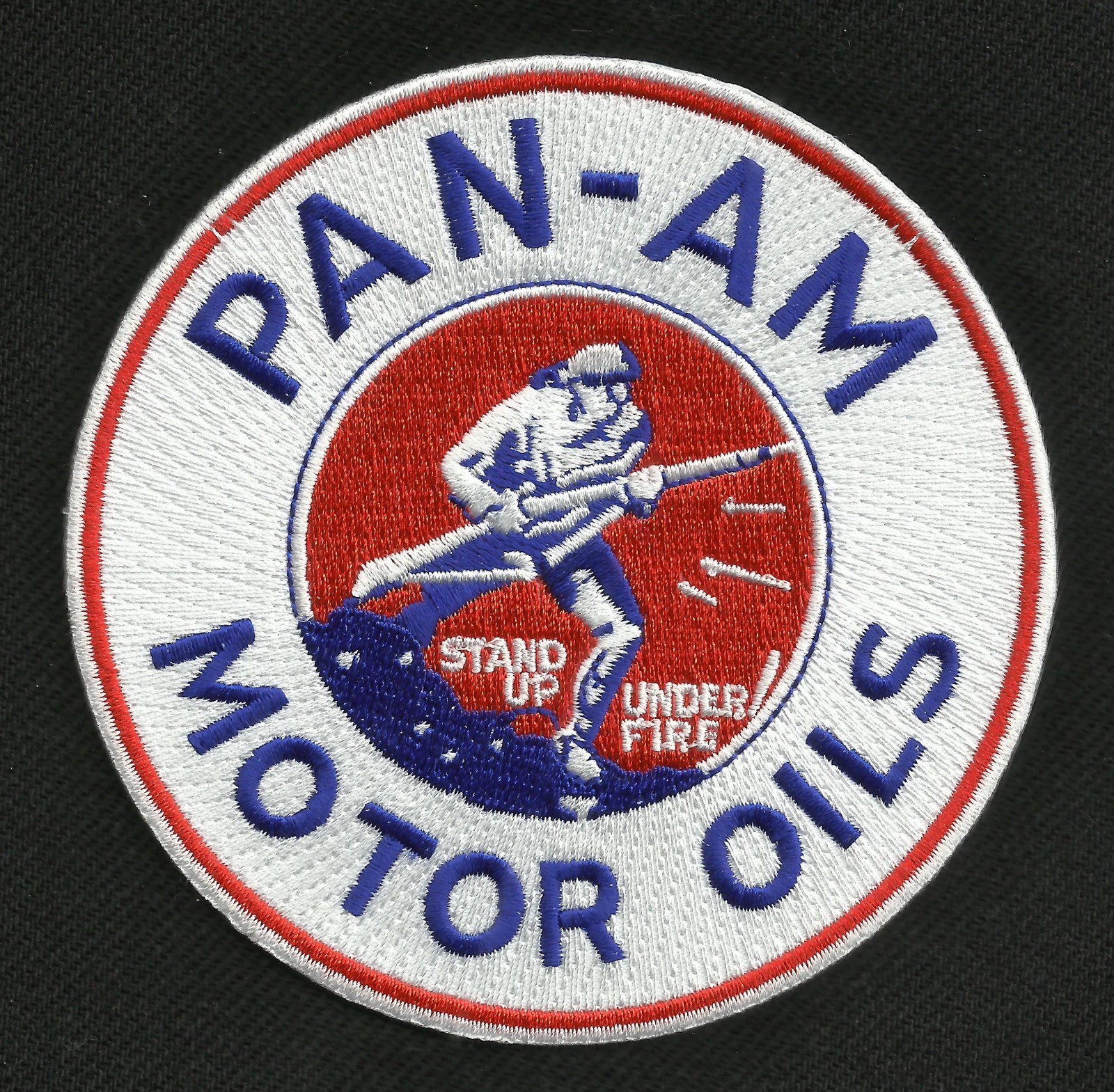 VINTAGE STYLE PAN-AM MOTOR OILS STAND UP HOT ROD ROCKABILLY GREASER BIKER PATCH