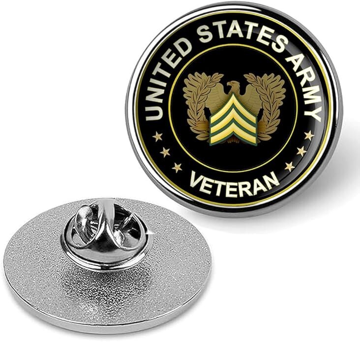 Silver United States Army Veteran Lapel Pin Veteran Tie Suit Shirt Pinback