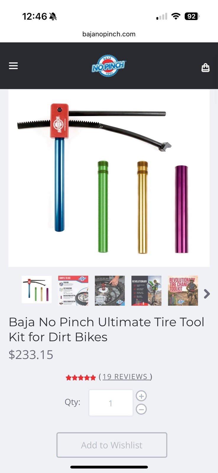 Baja No Pinch Ultimate Tire Kit For Dirt Bike Tools