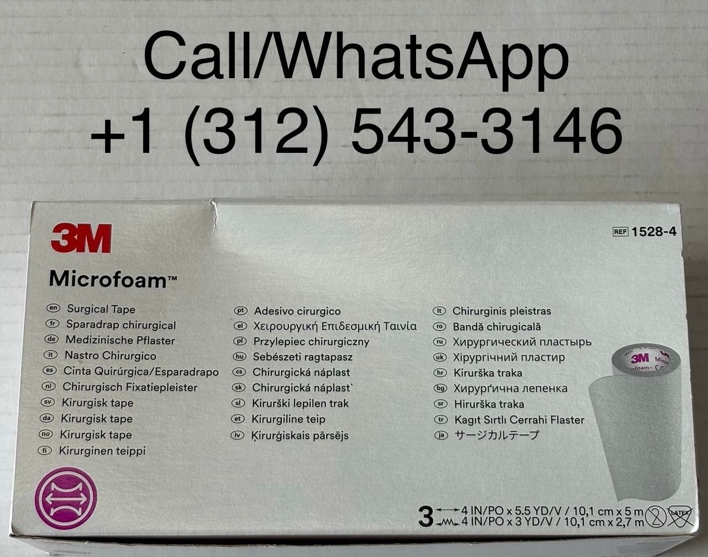 3M Microfoam Surgical Tape, 1528-4, 4 inch x 5 1/2 yard (10cm x 5m)