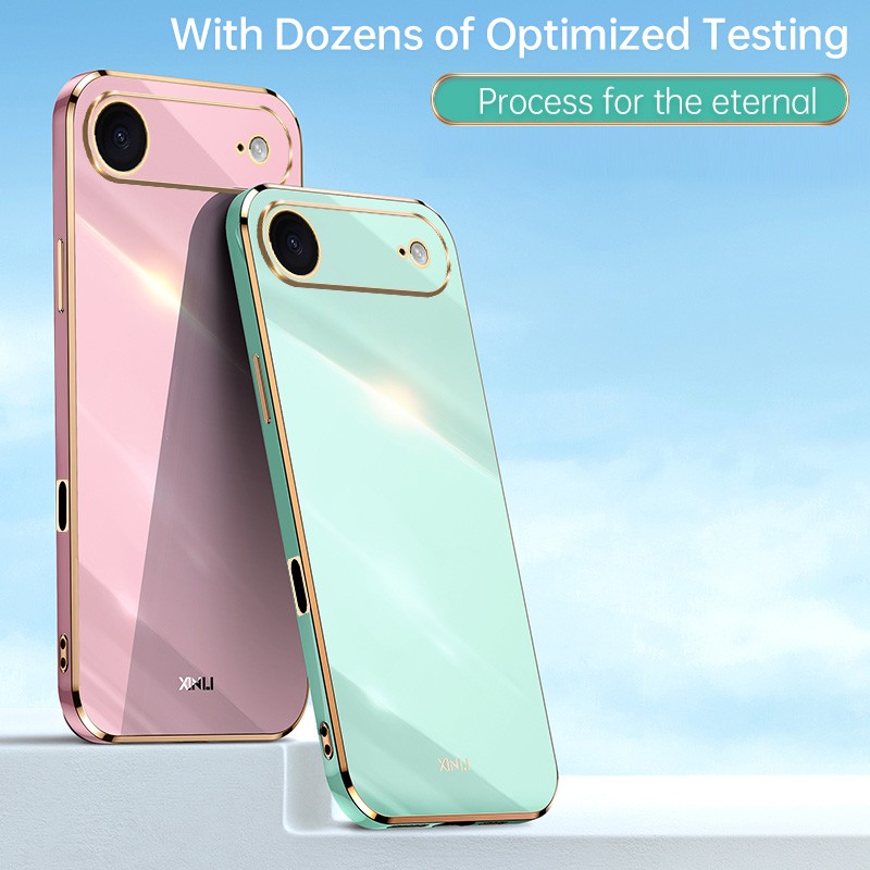 For iPhone 17 Air, Luxury Candy Color Plating Frame Soft Rubber Back Case Cover