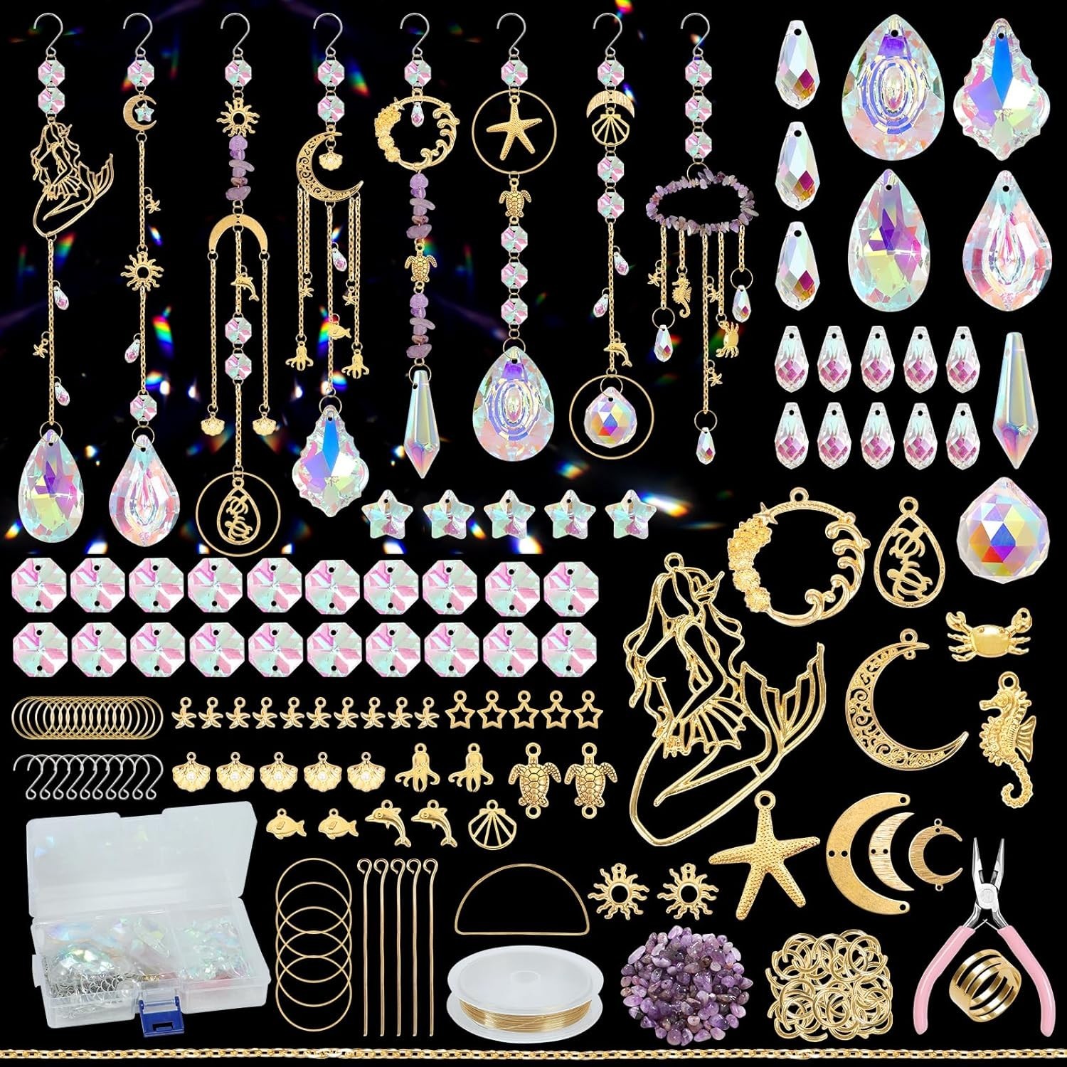 Turtle DIY Suncatcher Kit 410PCS Crystal Prism Beads Hanging Decor Art and Craft