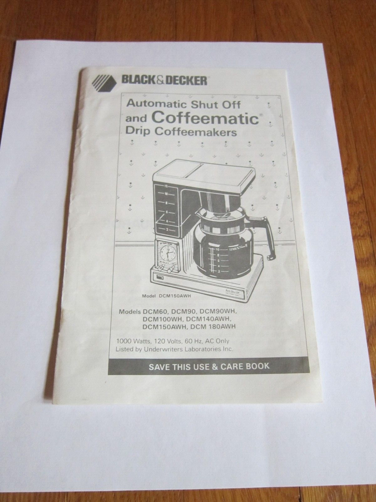 Vtg Black & Decker Coffee Maker User Manual Instructions Guide ONLY DCM Models
