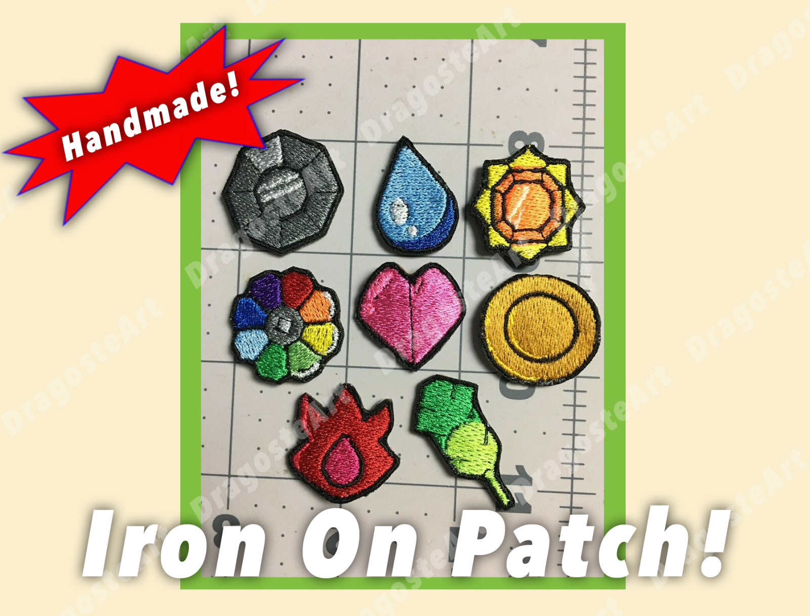 Pokemon Kanto Gym Badges Indigo League all 8 Iron On Patches Games US SELLER