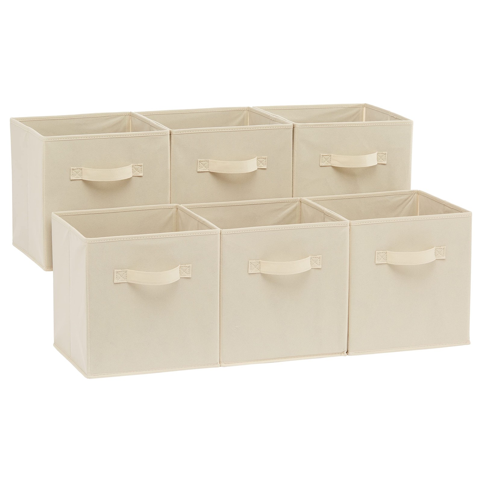 Amazon Basics Collapsible Fabric Storage Cubes 10.5"x10.5"x11", Beige