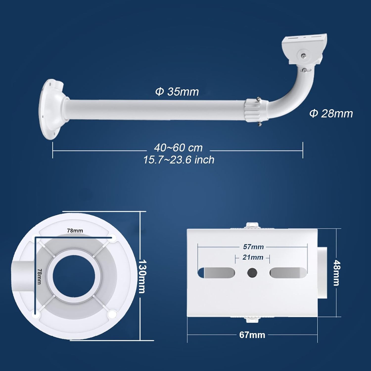 WiTi CCTV Security Camera Mount Bracket, 40CM-60CM Adjustable Wall and Ceiling M