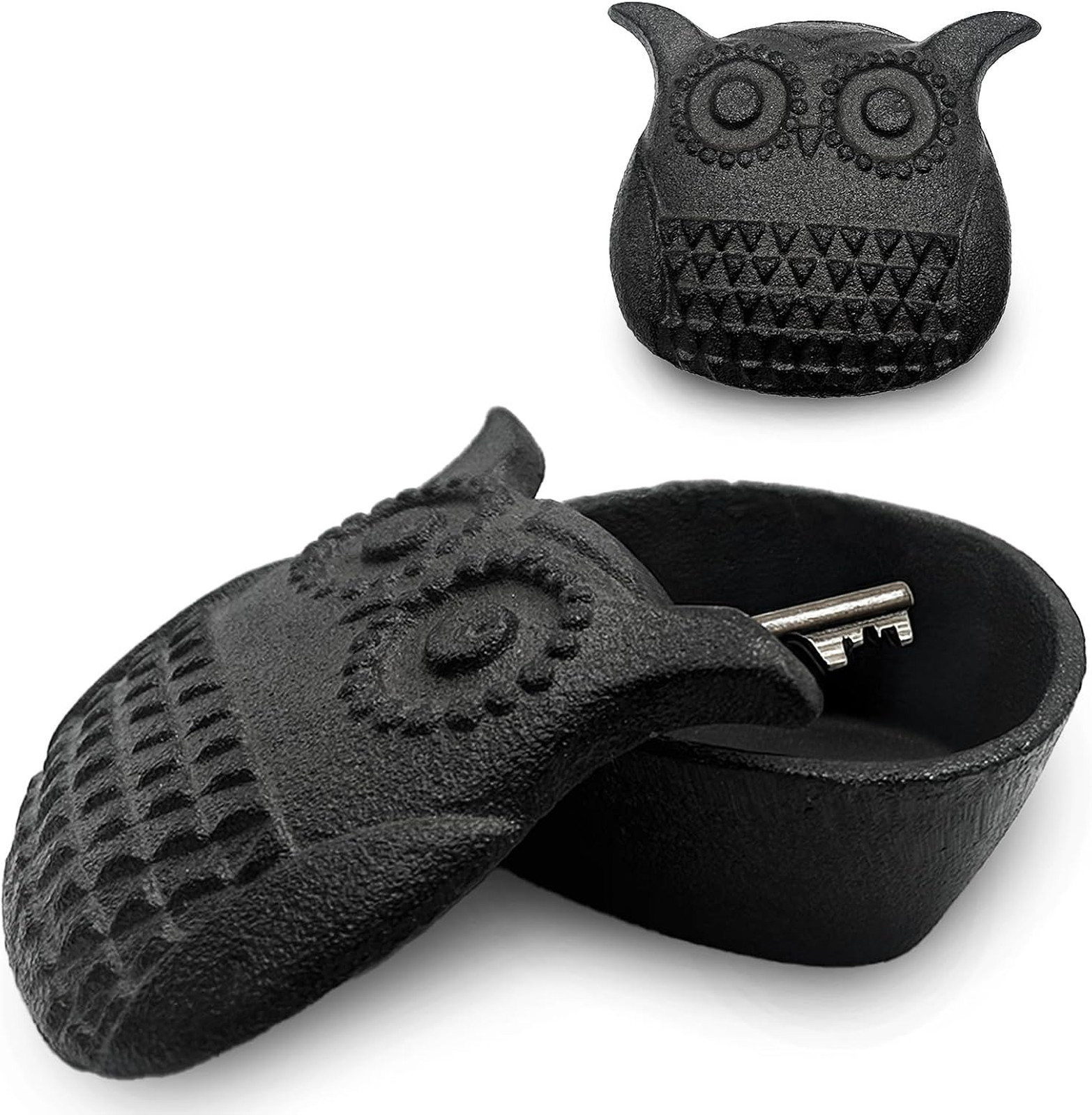 Cast Iron Owl Key Hider, Outdoor Hidden Key Holder, Garden Statue, Yard Patio