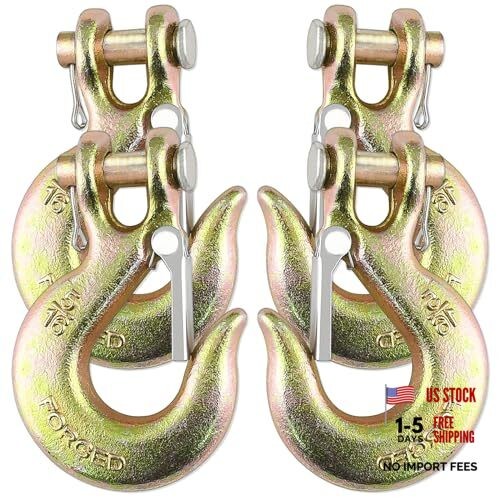 Clevis Slip Hook with Safety Latch, 4 Pack Heavy Duty Clevis Chain Hook 5/16"