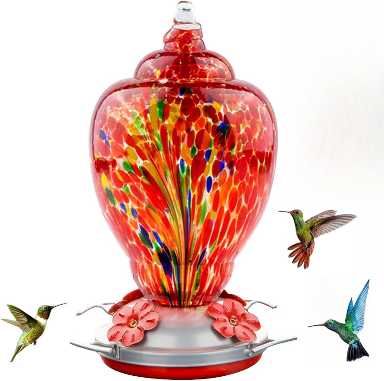 WOSIBO Hummingbird Feeder for Outdoors Patio Large 32 Ounces RED-Firework