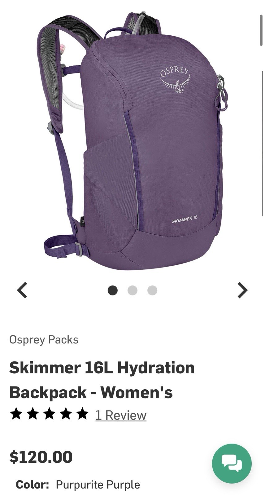 Osprey Women's Skimmer 16L Hydration Backpack Hiking.  Bite Valve Sealed