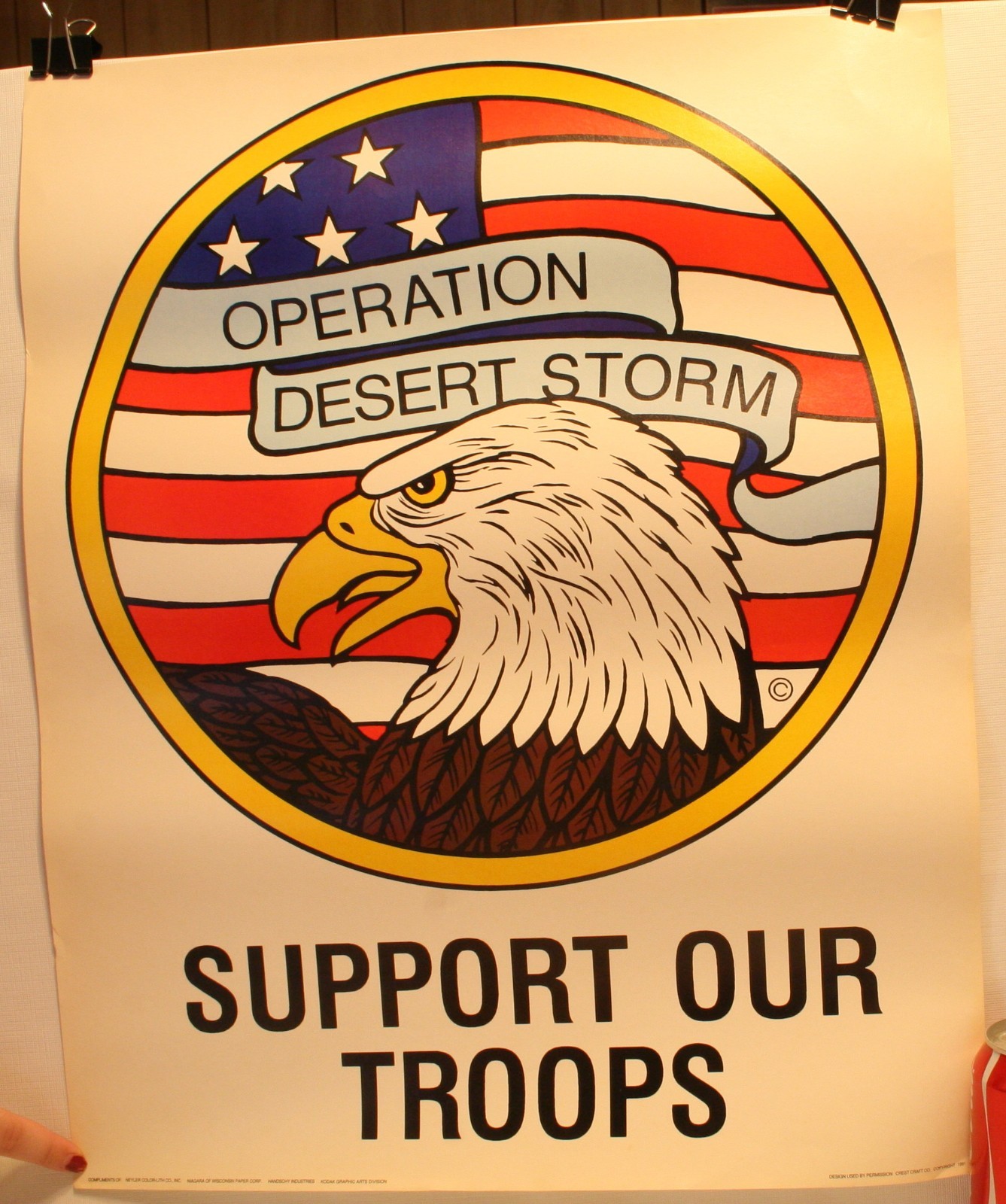 Vintage 1991 Operation Desert Storm Support Our Troops 22 x 18" Poster