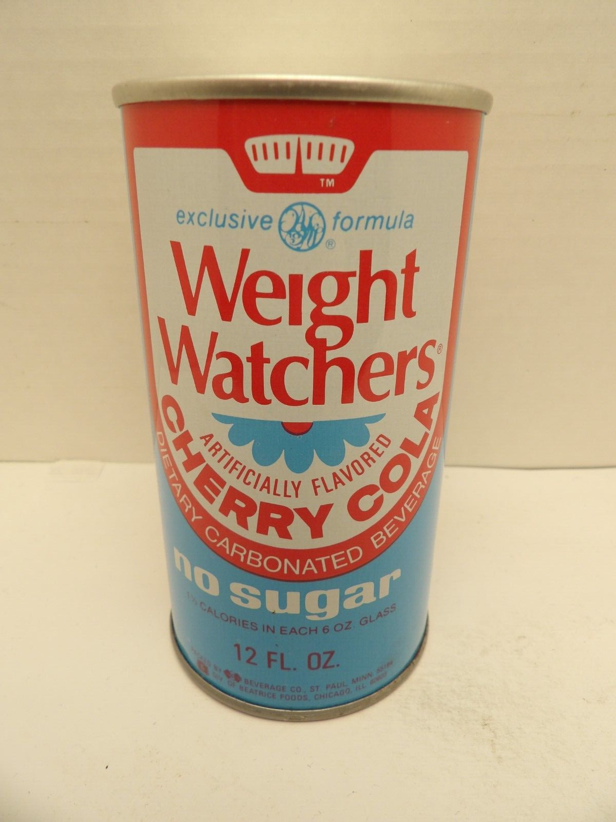 WEIGHT WATCHERS CHERRY COLA STRAIGHT STEEL PULL TAB SODA POP CAN