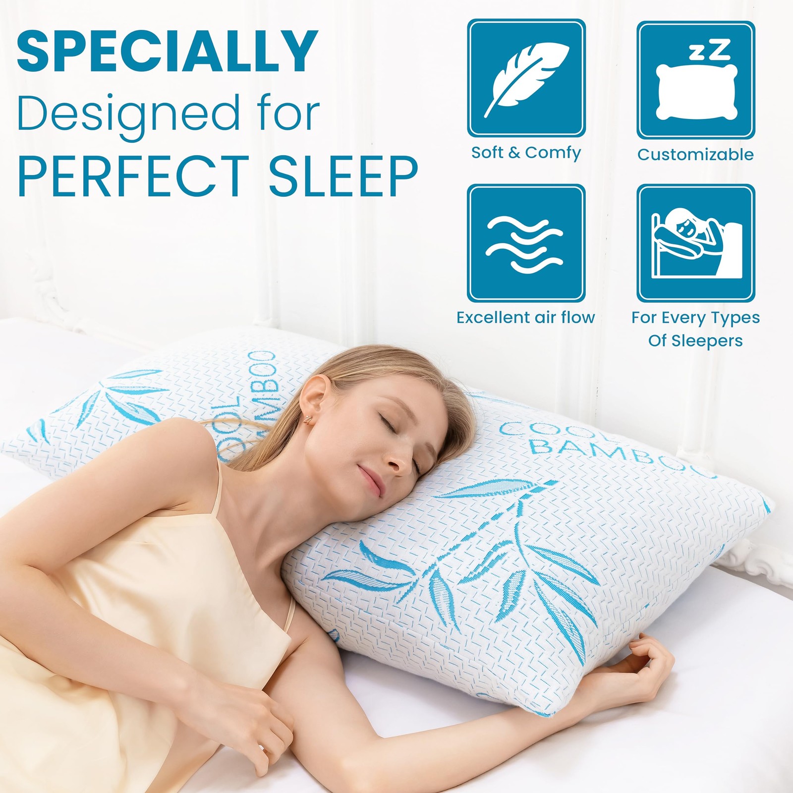 Best 2 Pack Standard Size Rayon Derived from Bamboo Pillow for Sleeping, Cooling