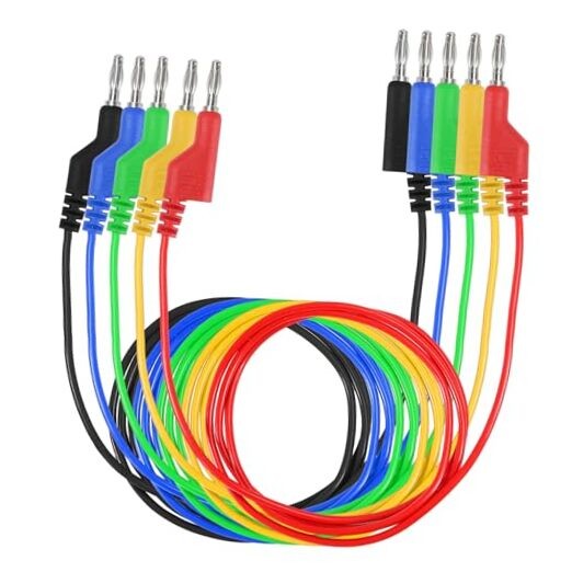 5Pcs Test Lead 4mm Dual Stackable Banana Plug Wire Test Banana to Banana Plug