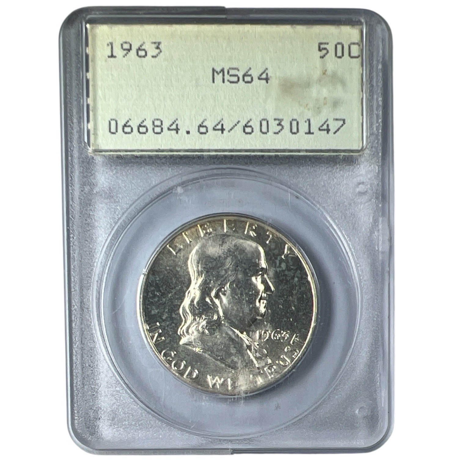 1963 Franklin Half Dollar PCGS Old Green Rattler MS64 NA484