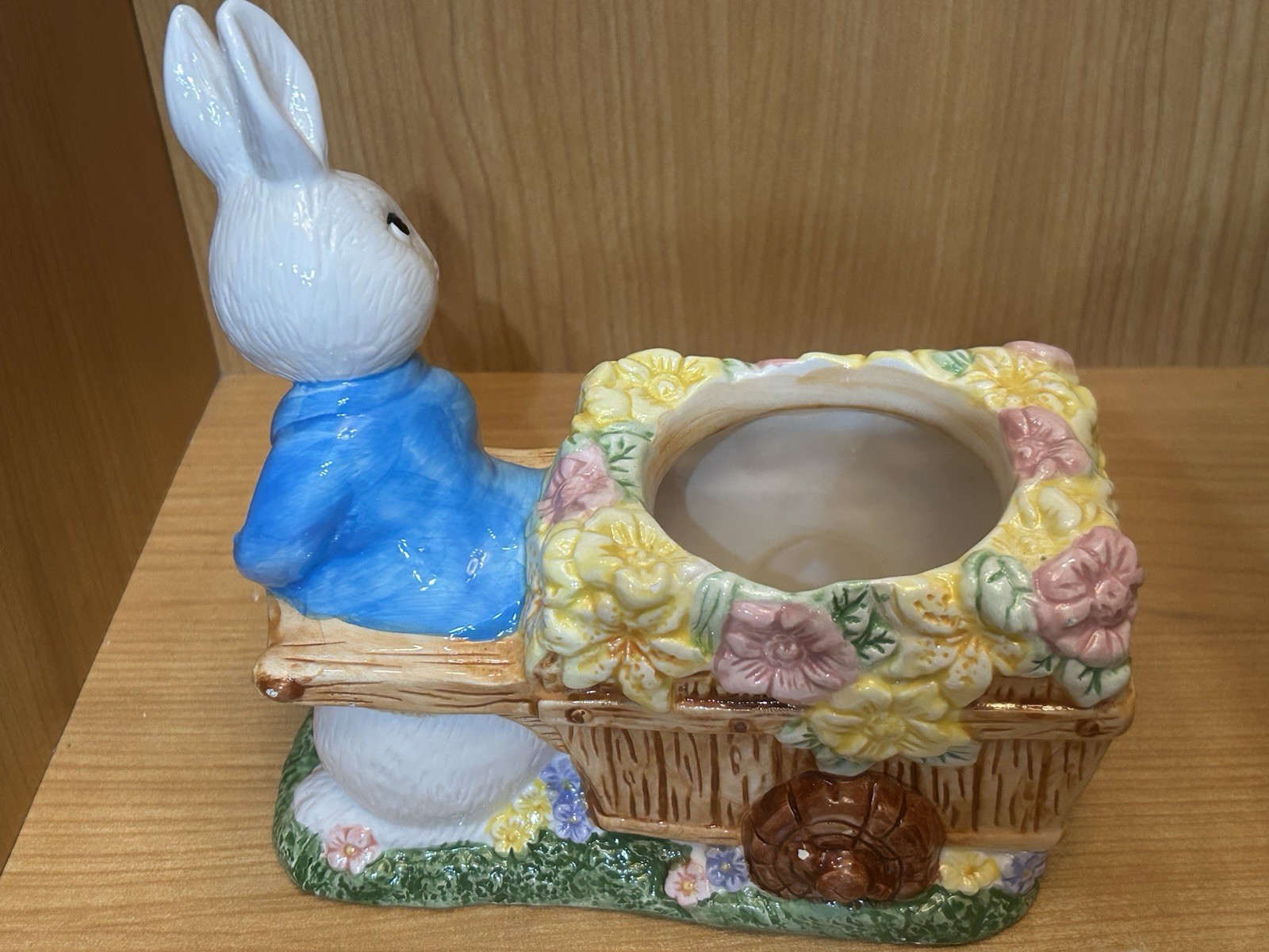 Peter Rabbit Ceramic Planter Rabbit Pulling Flower Cart