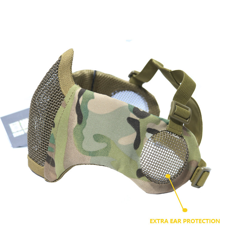 Tactical Foldable Mesh Mask With Airsoft Paintball Baseball Cap ACU