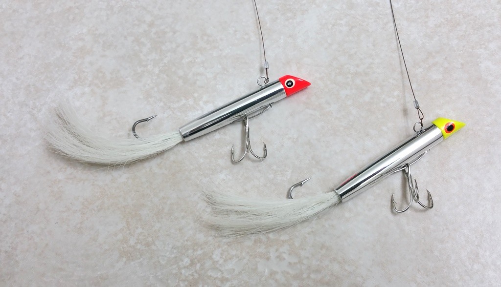 Lot Sea Striker 7/8 Oz Chrome W/Tail GOT-CHA Lures W/AFW stainless Steel Leader