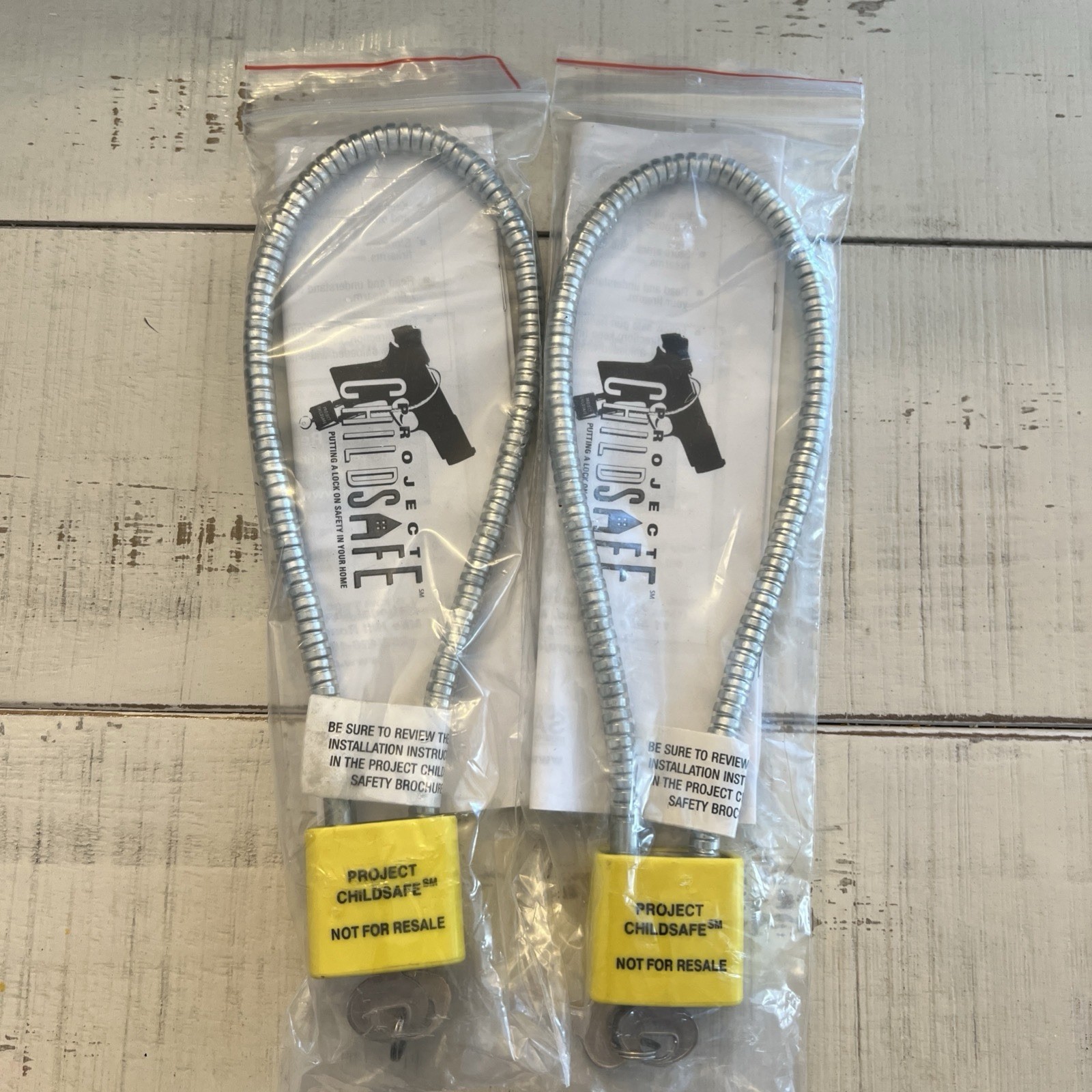 2 - Project Childsafe Gun Lock with Cable Padlock and 2 Keys NEW