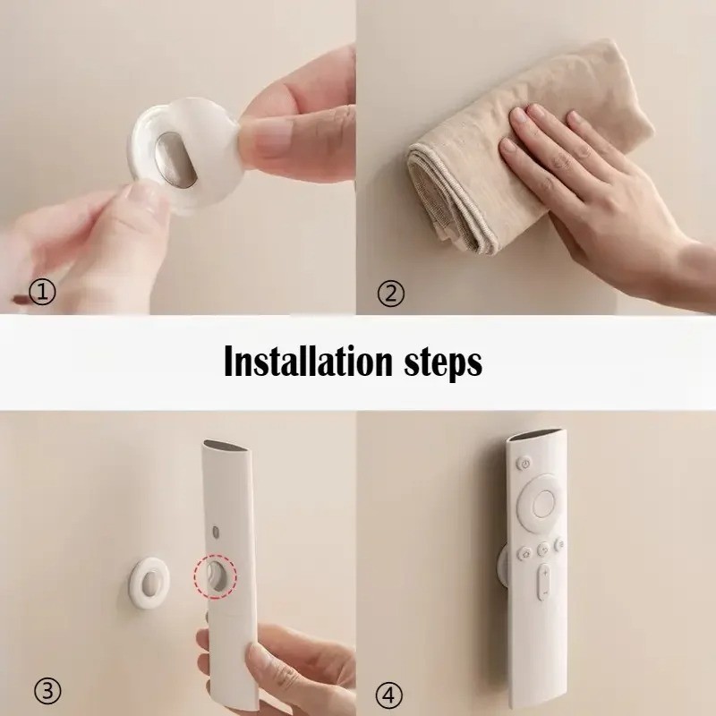 3PCS Magnetic Remote Control Holder Wall Mount No Drill Storage Rack White
