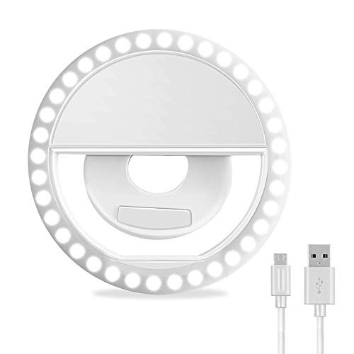 Selfie Ring Light, Rechargeable Portable Clip-on Selfie Fill Light with White