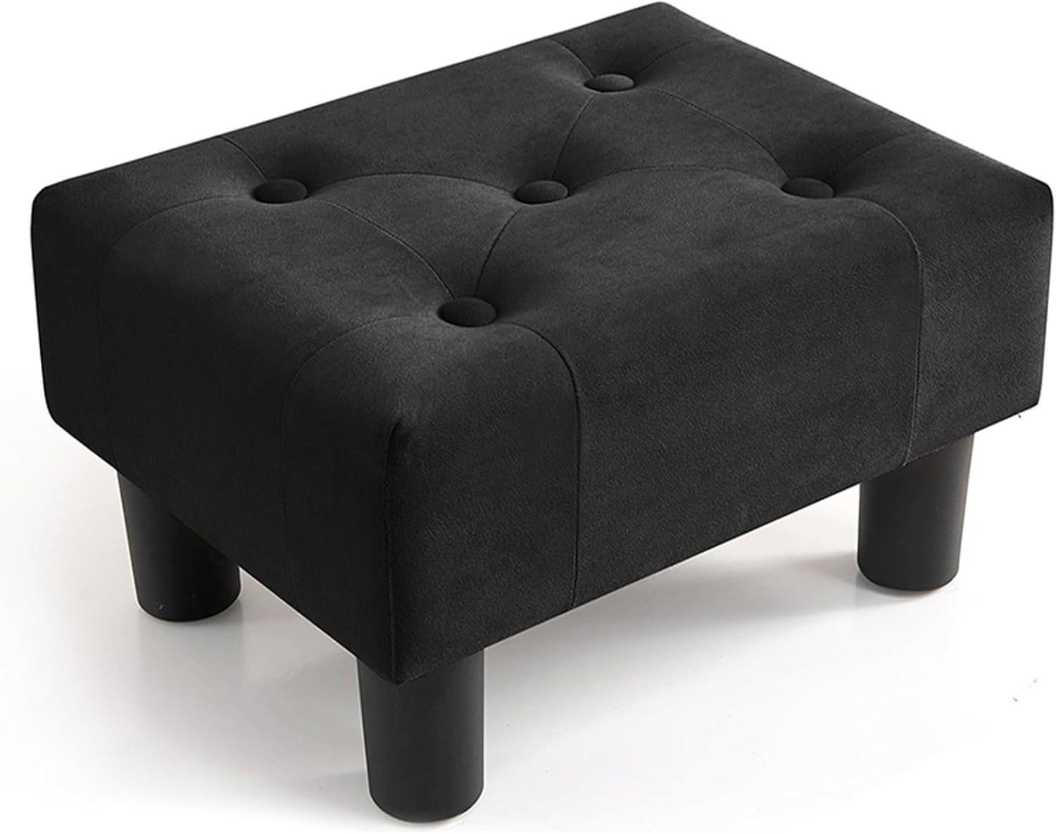 Small Footstool Ottoman,Velvet Soft Footrest Ottoman with Wood Legs,Sofa Footres