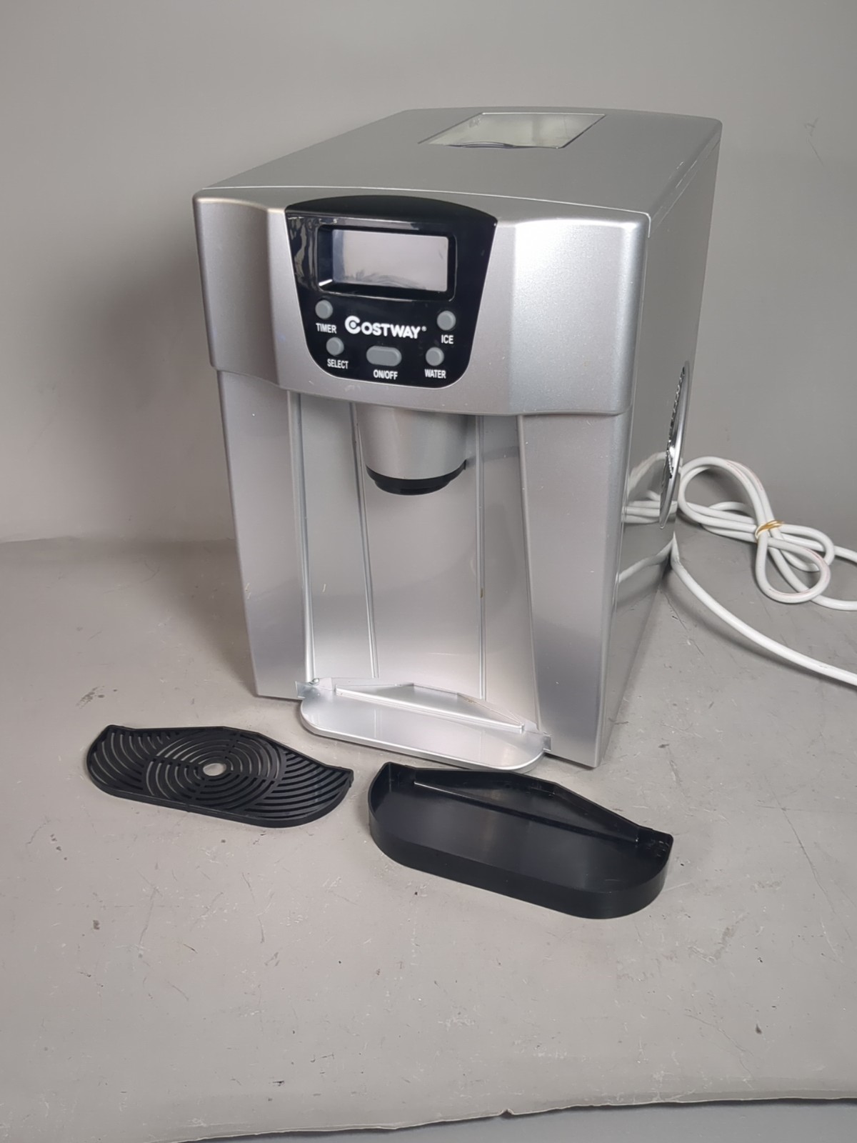 Countertop Ice Maker Water Dispenser Combo Automatic LED Gray Tested