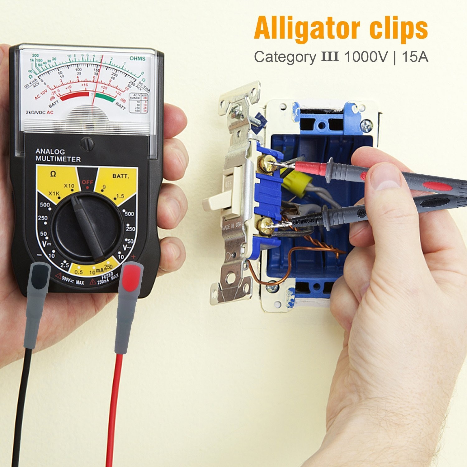 Durable Multimeter Lead Set with Threaded Clips - Compatible with Fluke