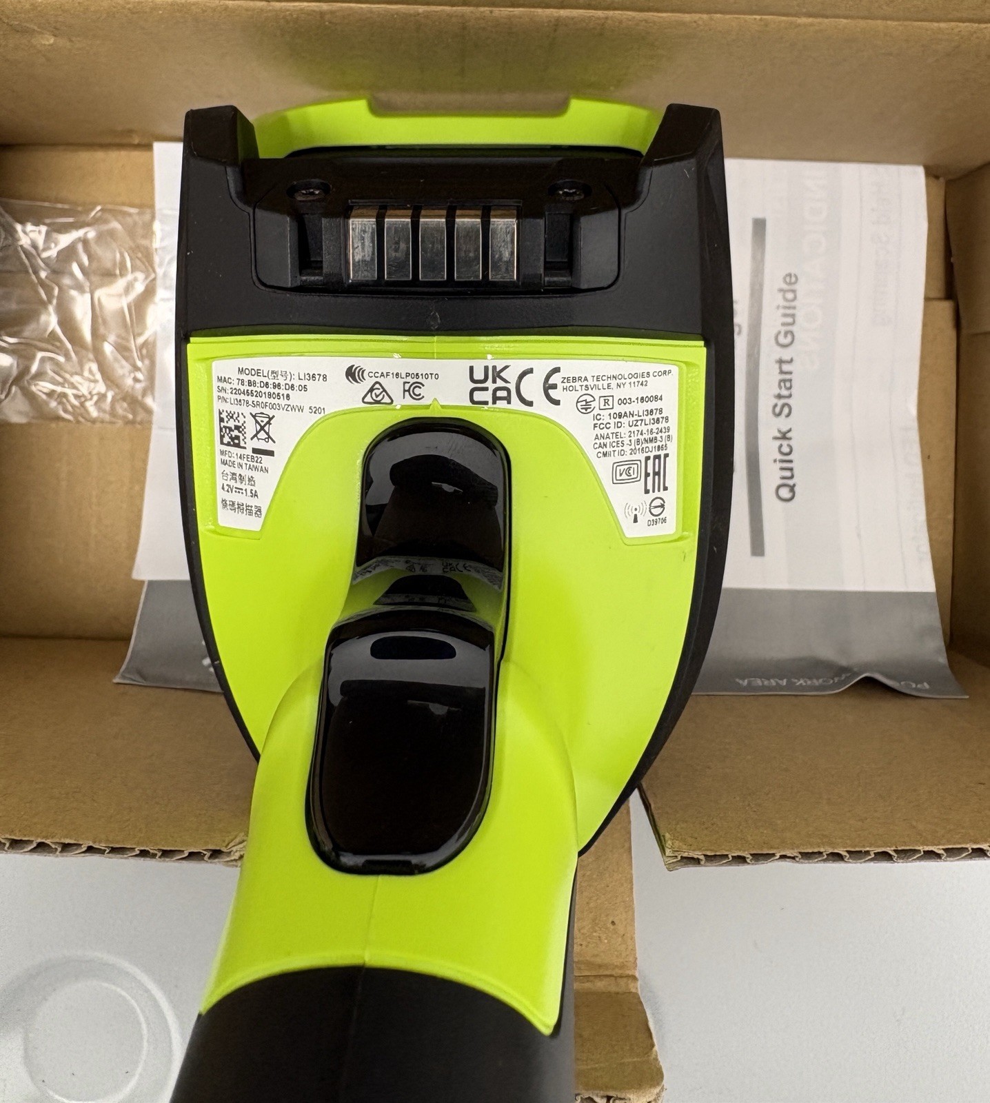 Zebra LI3678-SR Handheld Barcode Scanner - NEW - No battery