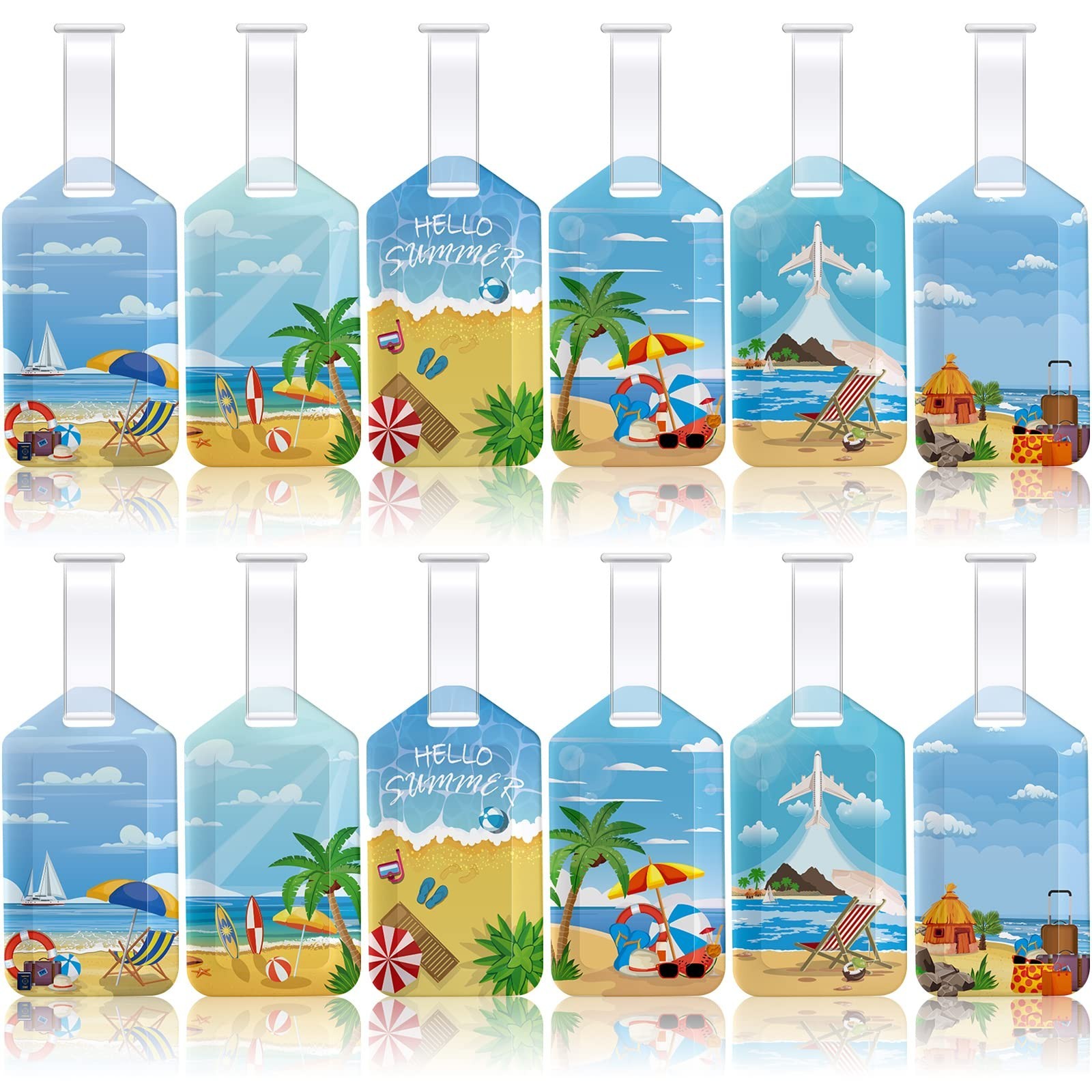 Kajaia 12 Pack Luggage Tags for Suitcases Summer Beach Bag Tags Travel Suitca...