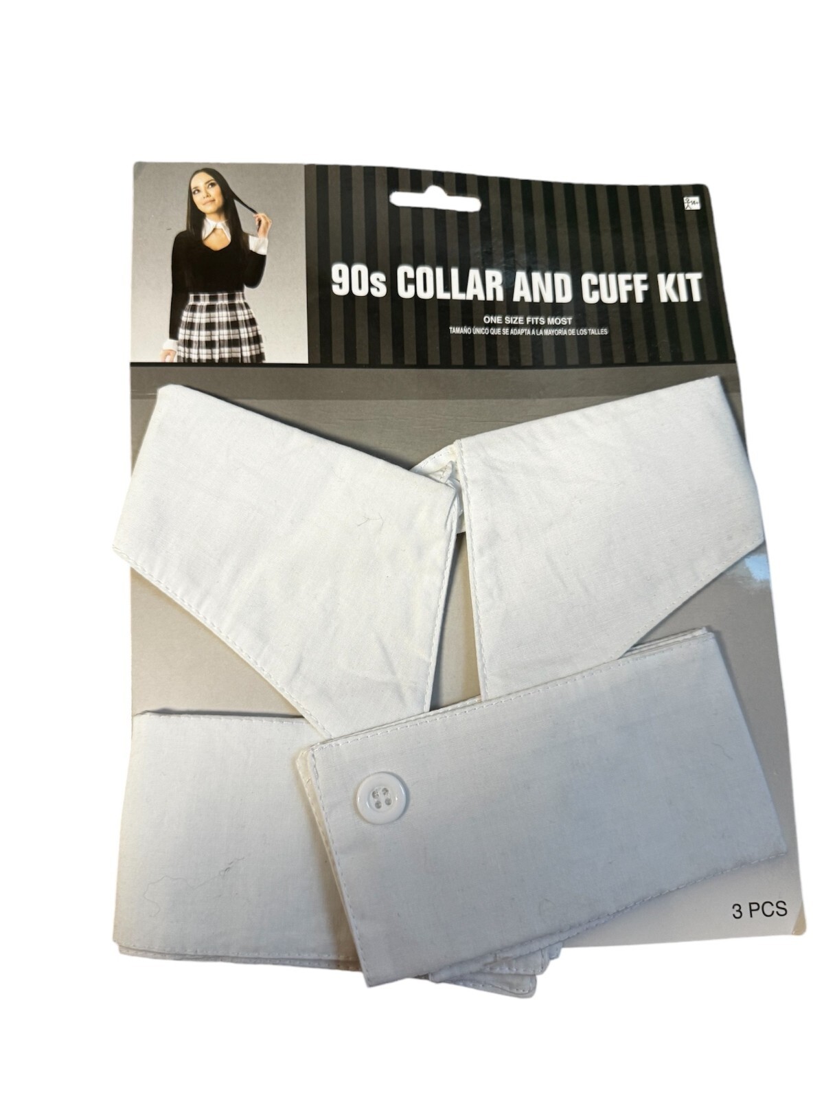 FH Halloween Dress Up 3 Piece 90's White Collar and Cuff Kit OSFM