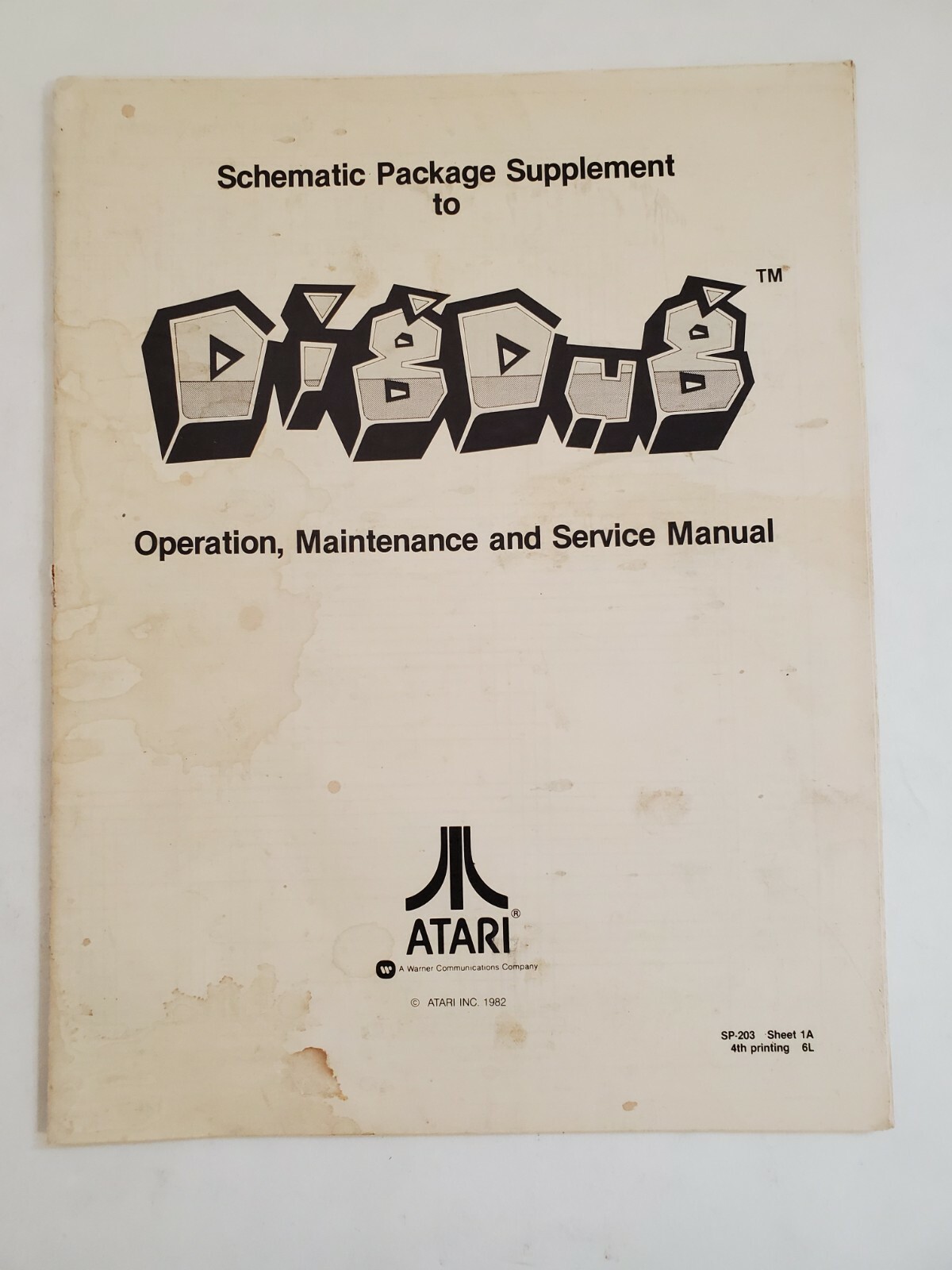 ATARI DIG DUG ARCADE VIDEO GAME OPERATION MAINTENANCE SERVICE MANUAL & SCHEMATIC