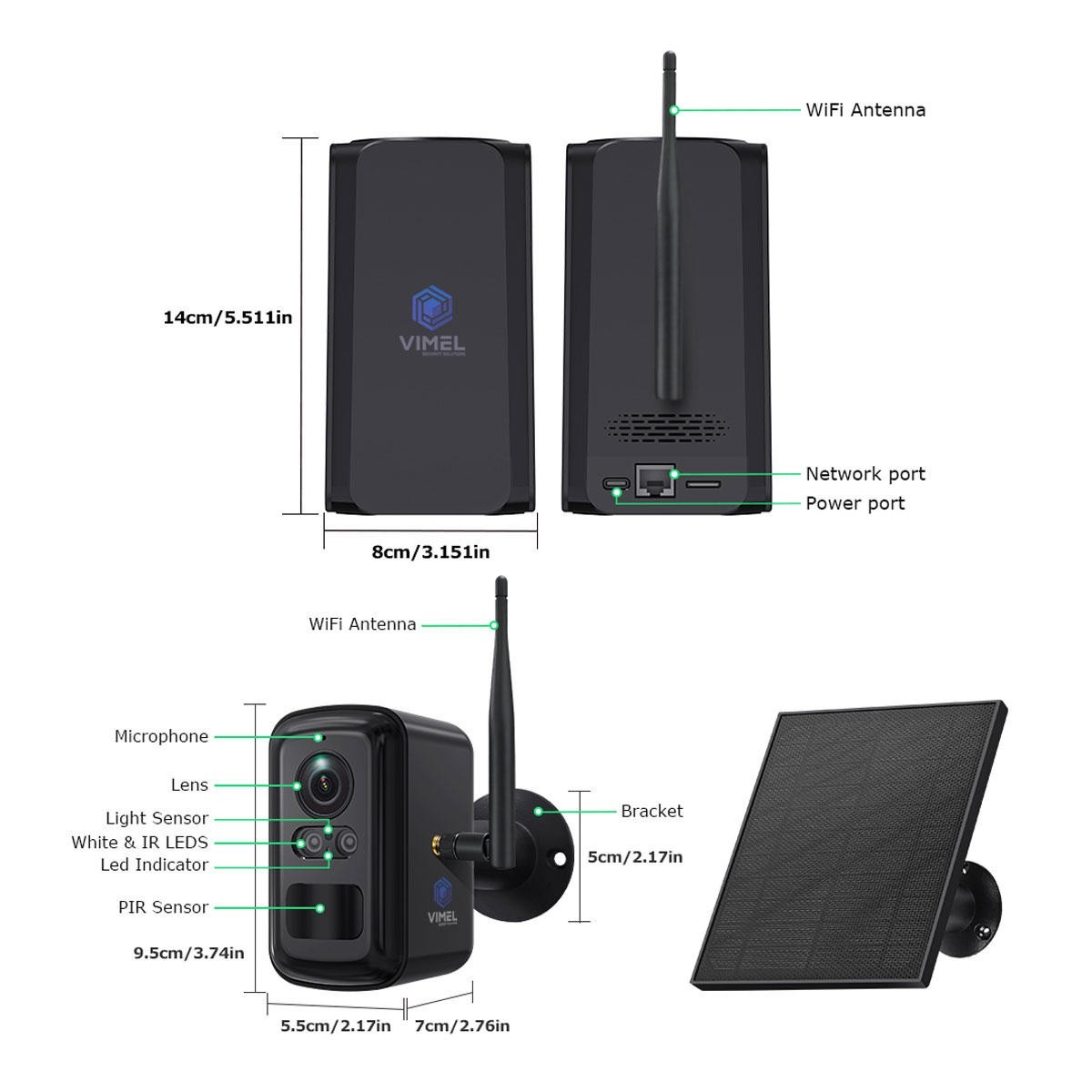 Home Security Camera System Solar WiFi 4 Camera 2K Long Range Hub Night Vision