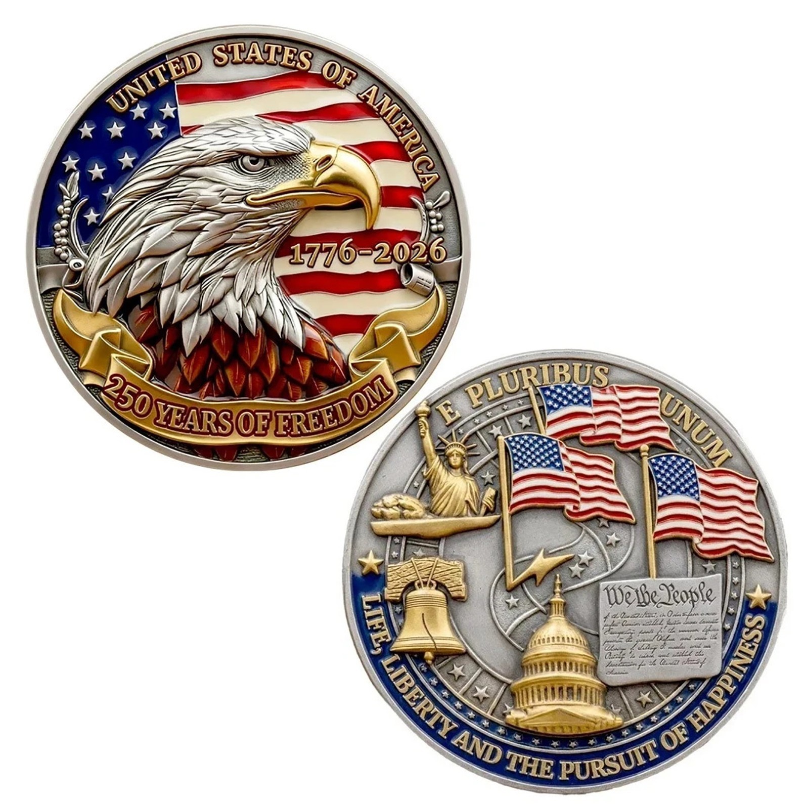 250 Years Of Freedom United States Of America Metal Commemorative Coin 1776-2026