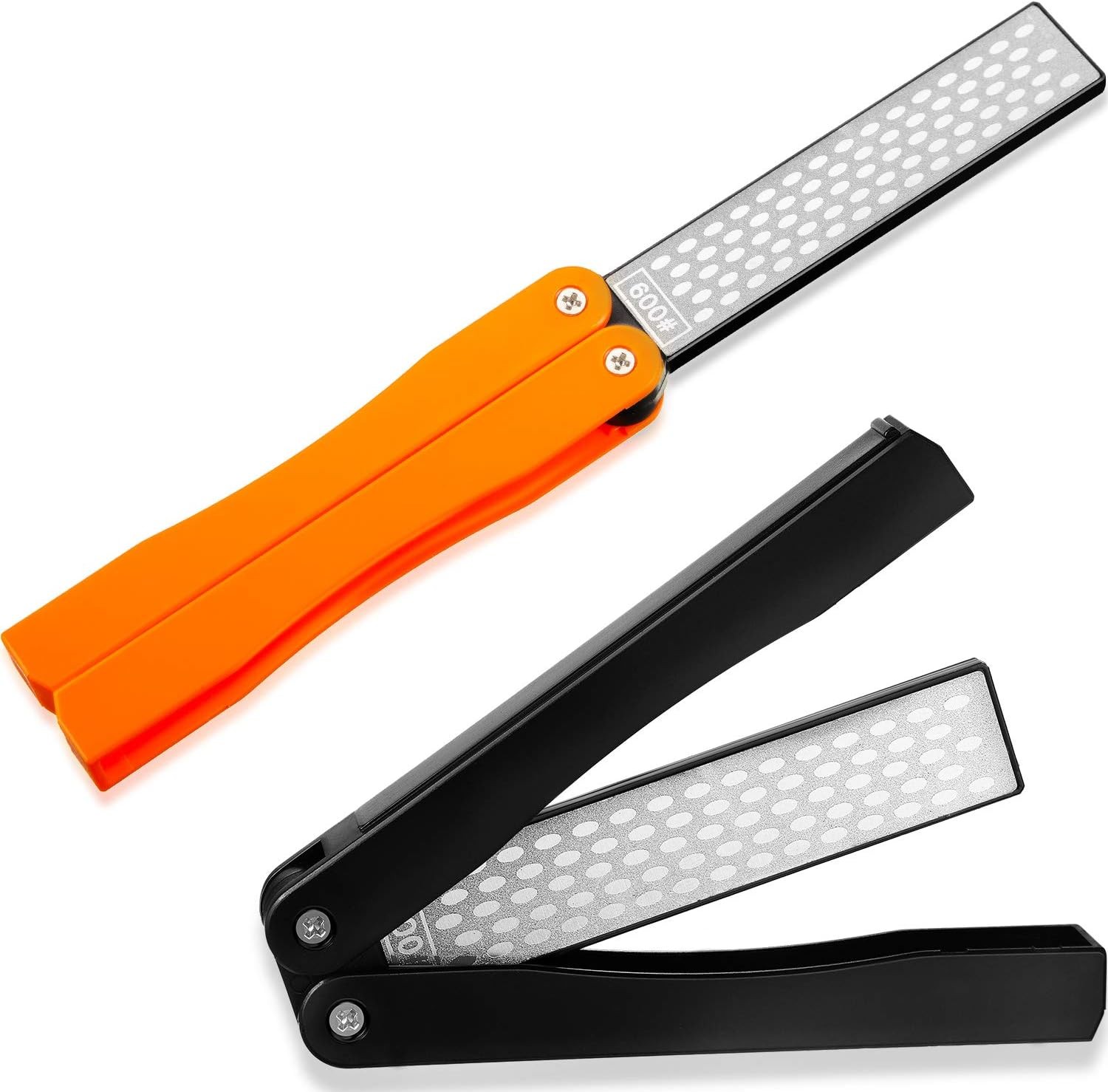 2 Pack Garden Tool Sharpener, Folding Pocket Diamond Knife Sharpener 400/600 Gri