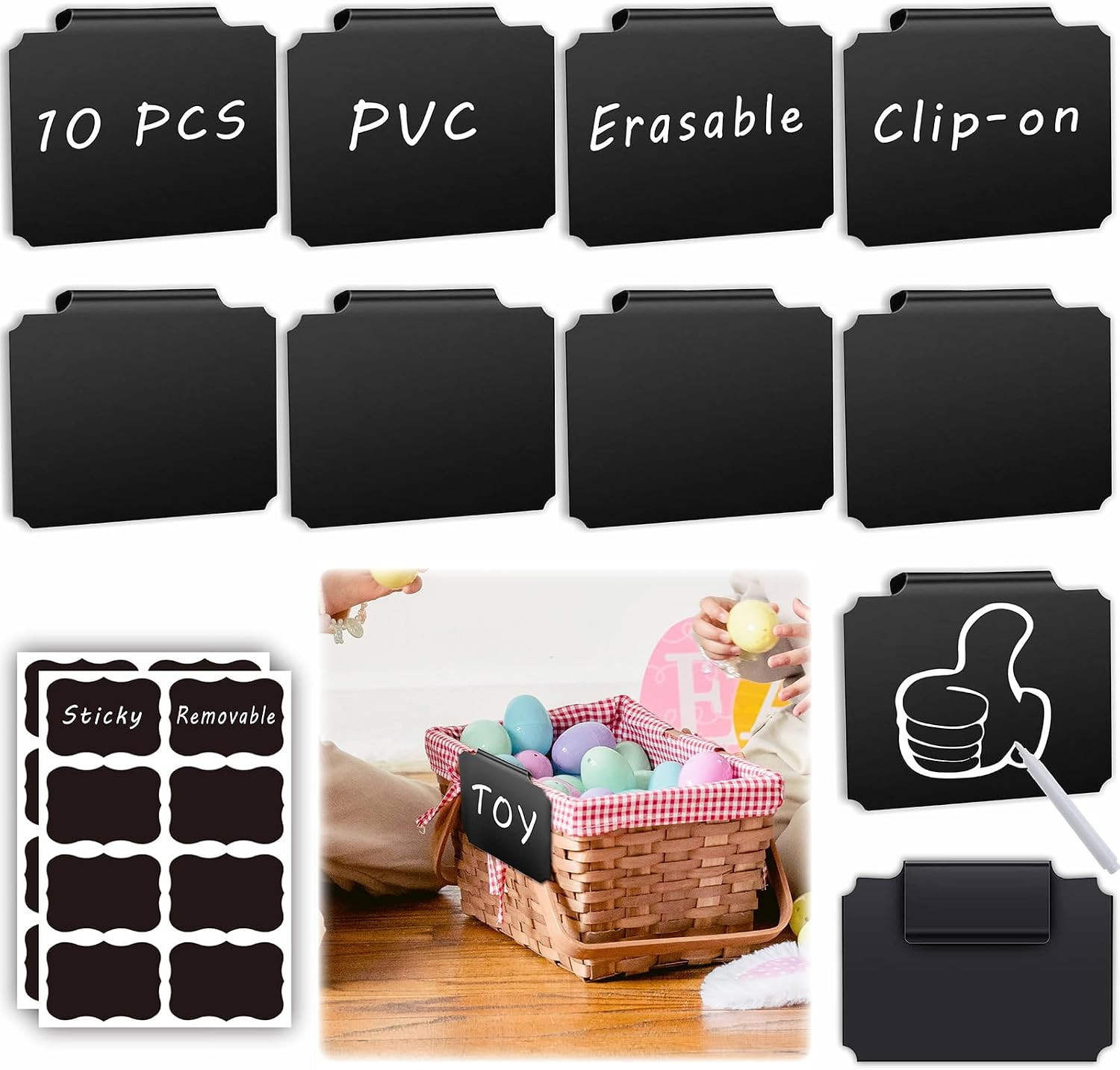 27-Piece Clip-On Basket Labels Set with Erasable Markers for Organization