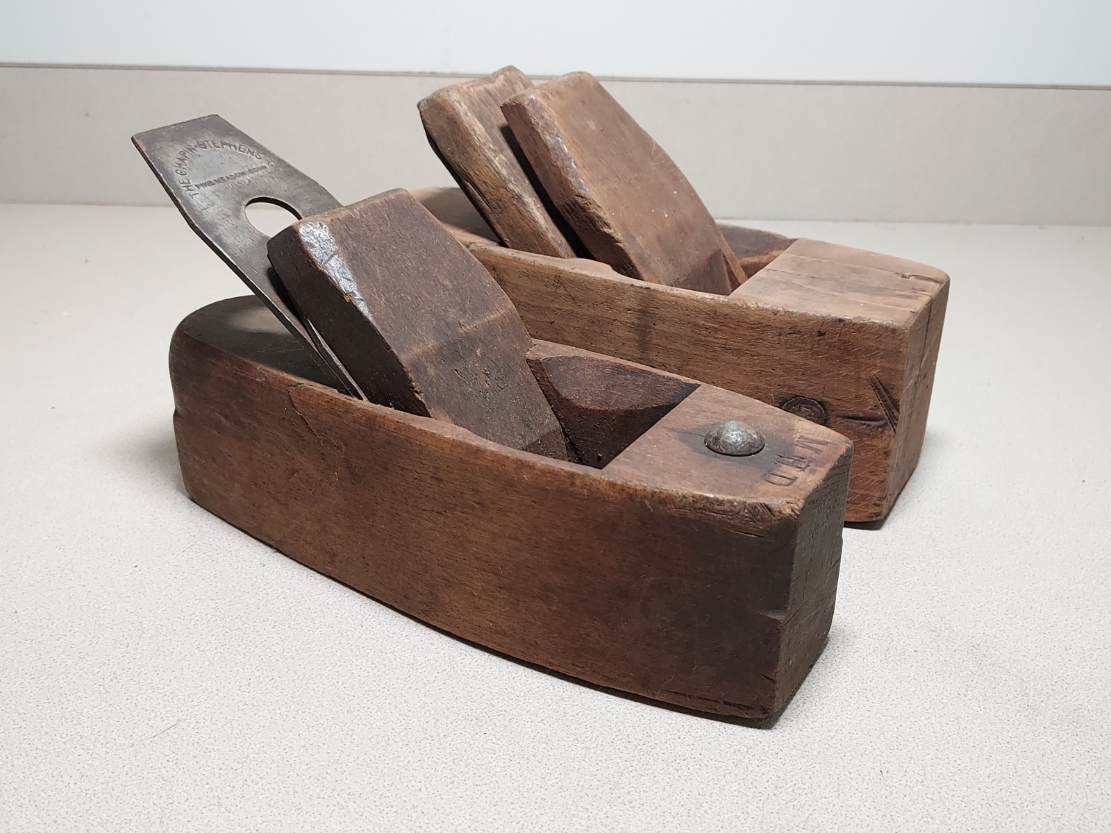 Lot of (2) Vintage Coffin Wood Block Planes (Chapin-Stephens & Ohio Tool Co.)