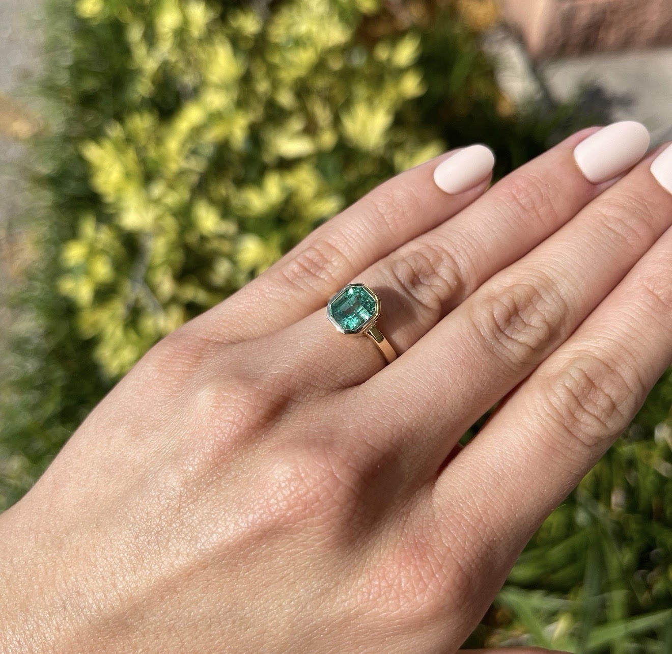 14k Natural Columbian Emerald Ring 14k Solid Yellow Gold