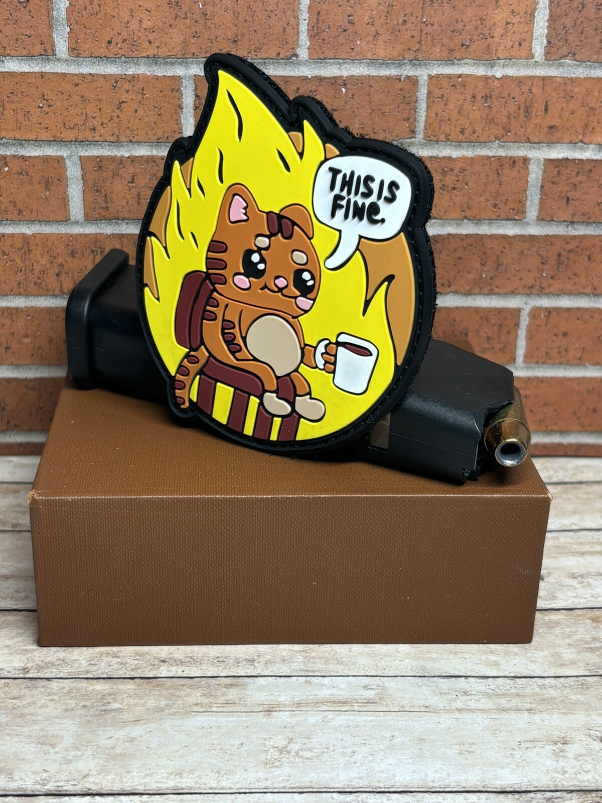 Tactical PVC Patch - This is Fine Patch - Hook Loop Funny Morale Cat Patch