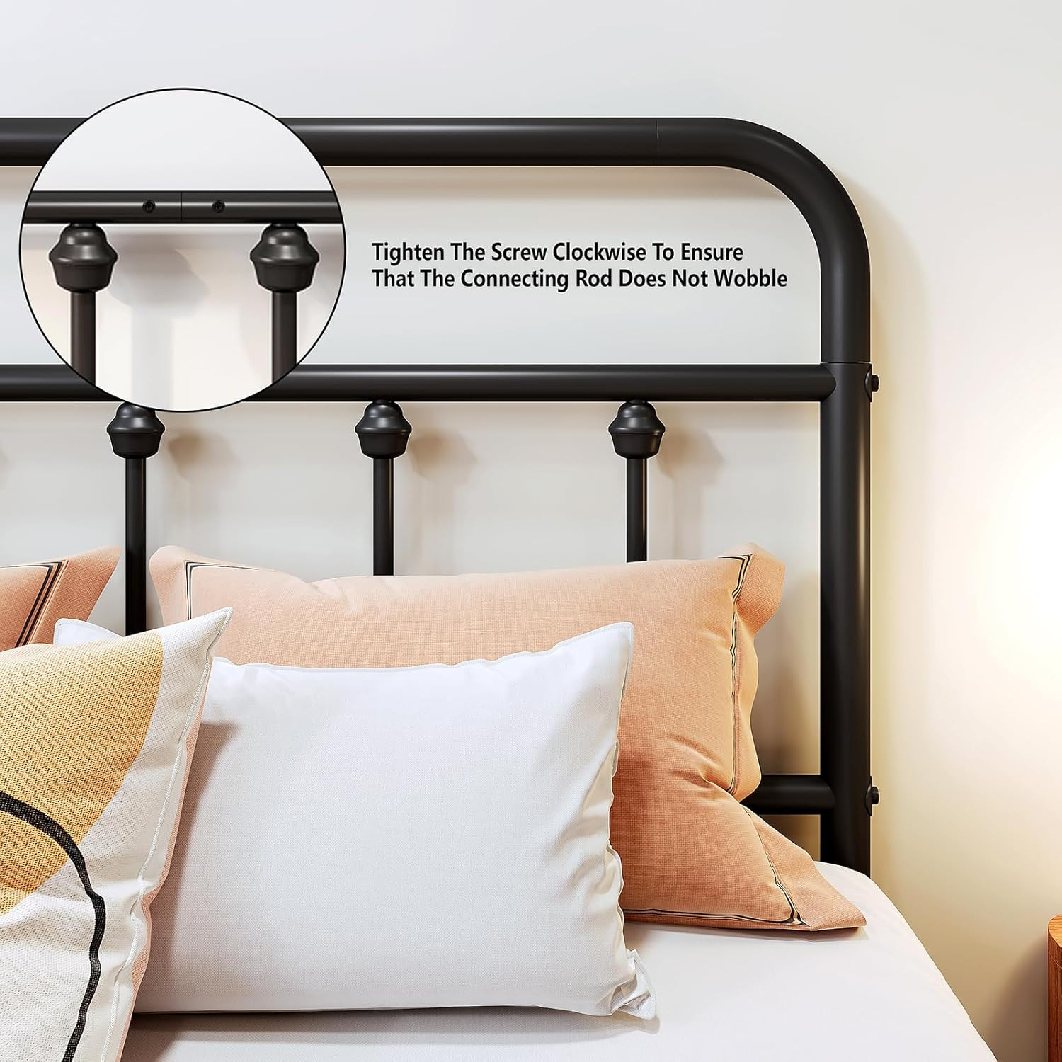 Twin Metal Bed Frame with Headboard, Heavy Duty, No Box Spring Needed, Black