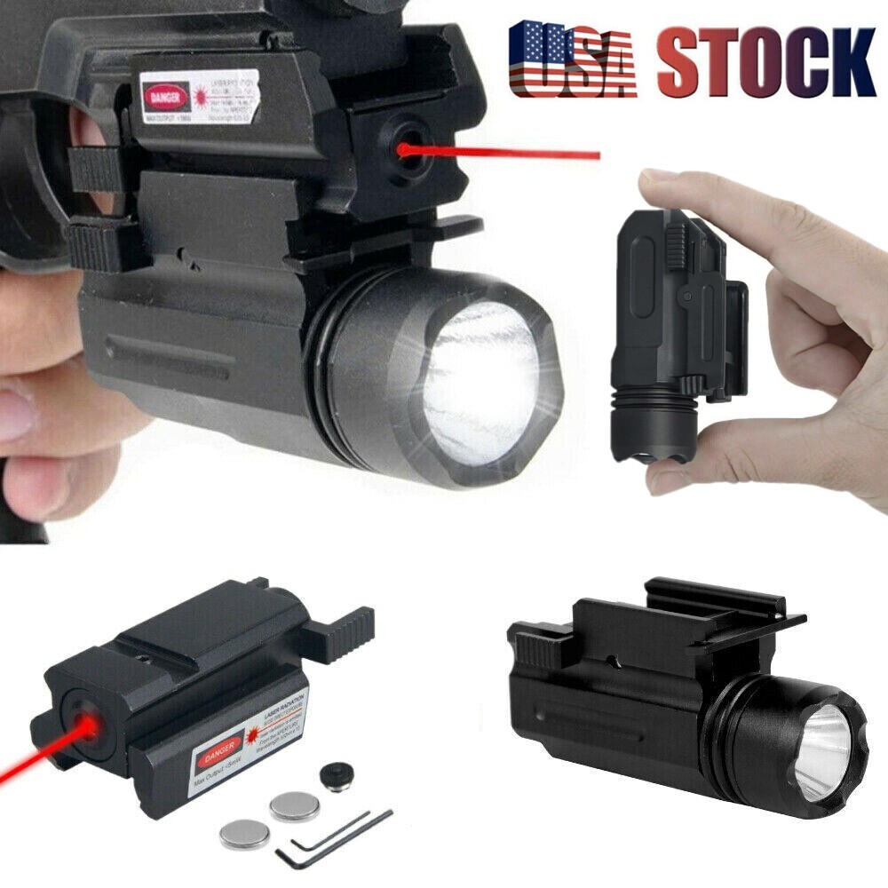 LED Pistol Flashlight Red Laser Sight Combo For Airsoft Handgun Glock 17 19