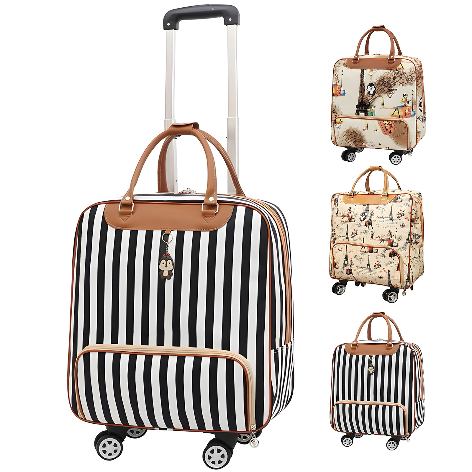 16" 18" Wheeled Underseat Suitcase Rolling Carry On Trolley Luggage Travel Bag