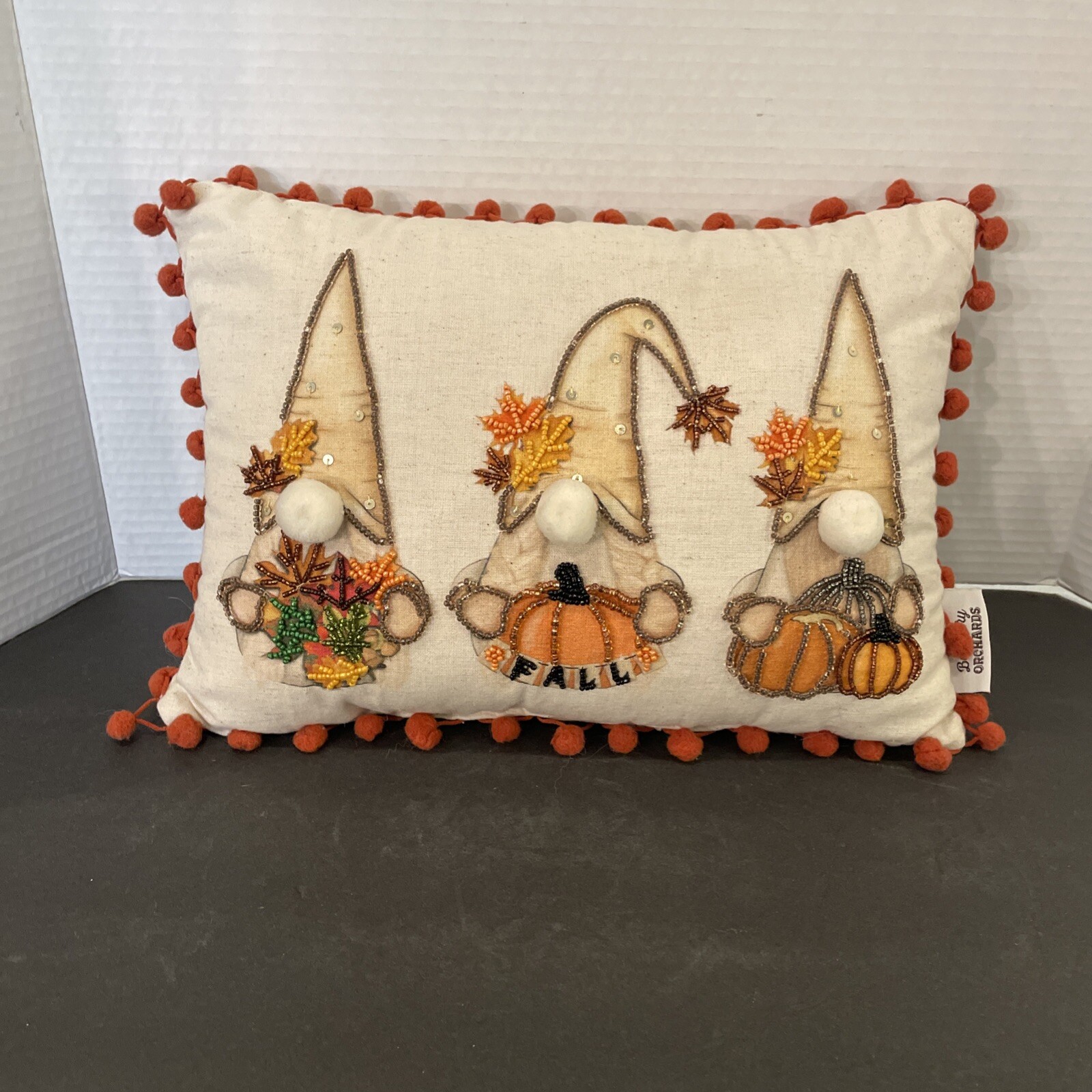 Bayberry Orchards Gnome Fall Pillow With Sequins ( S-2)