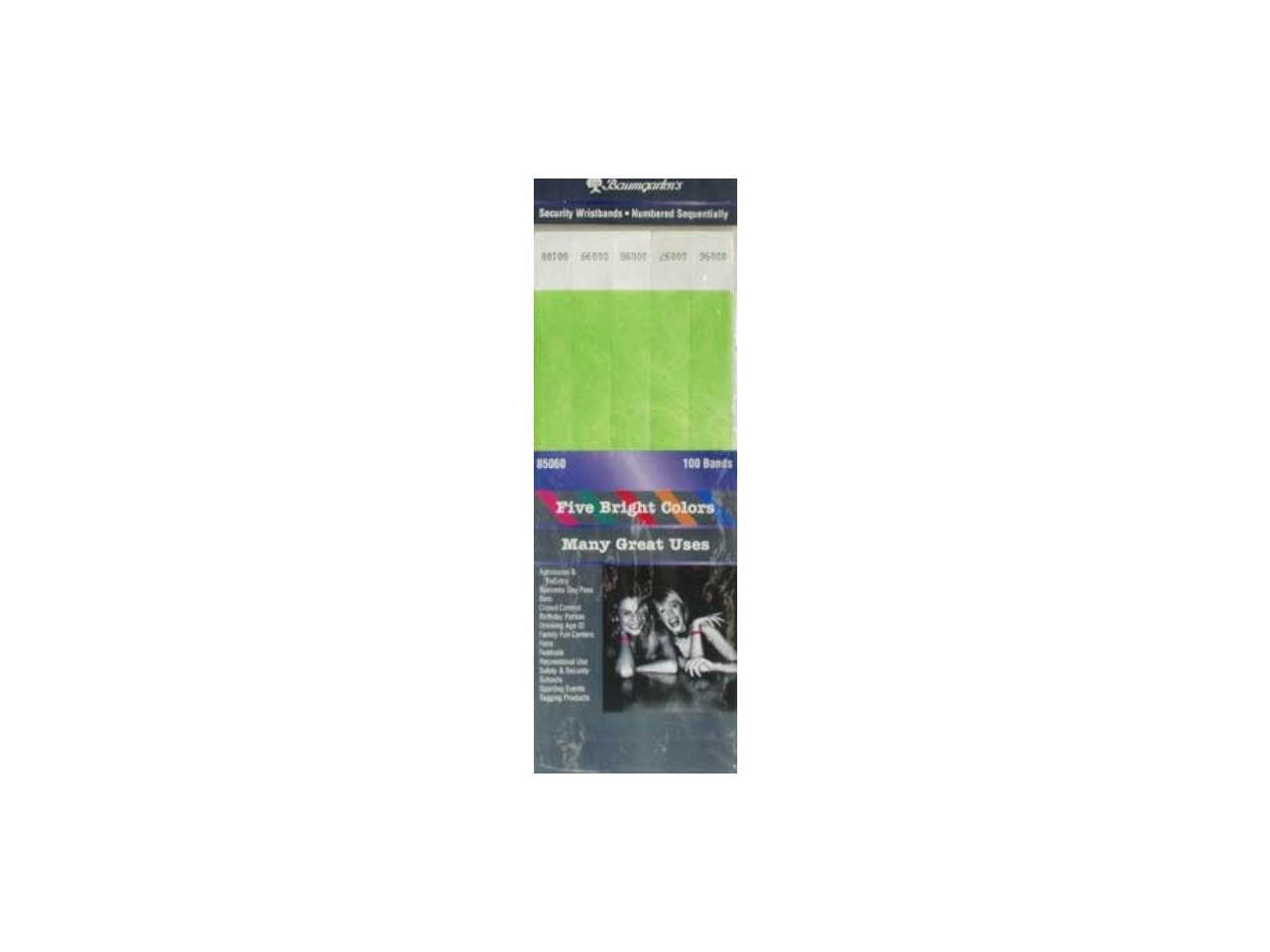 Baumgartens 85060 3/4" Wrist Bands-Green 100/pk - Pack of 6
