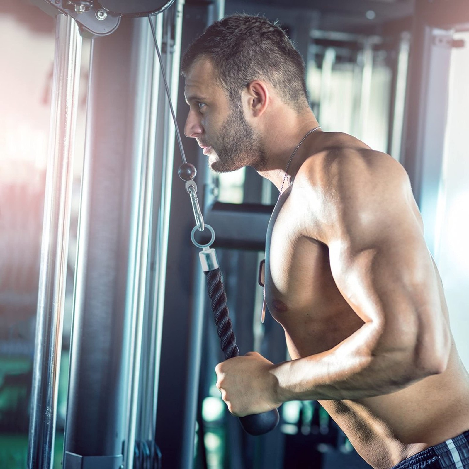 Single Grip Tricep Rope with Cable Machine Attachment