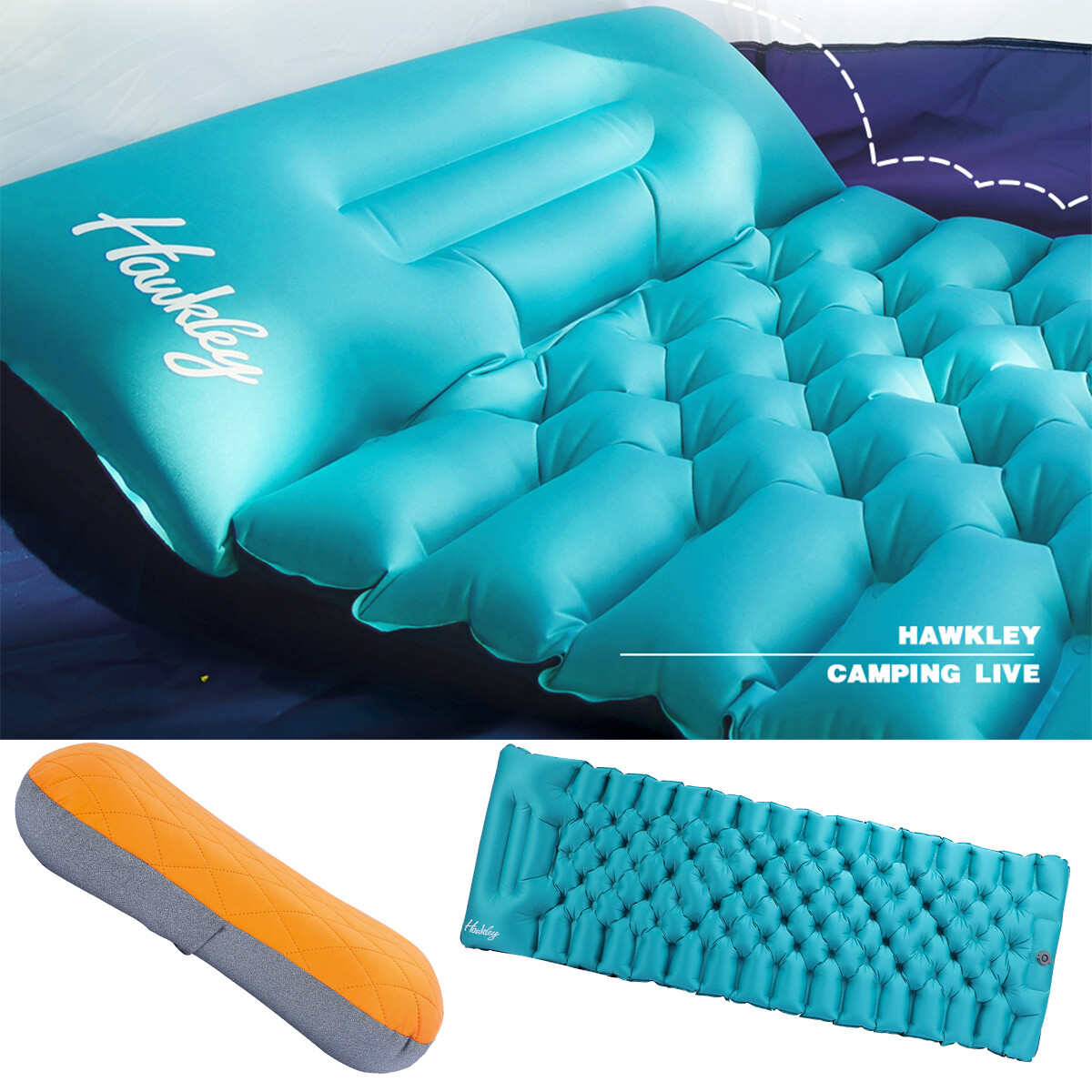 Portable Self-Inflating Cushion Sleeping Mat + Air Pillow Inflatable Cushion