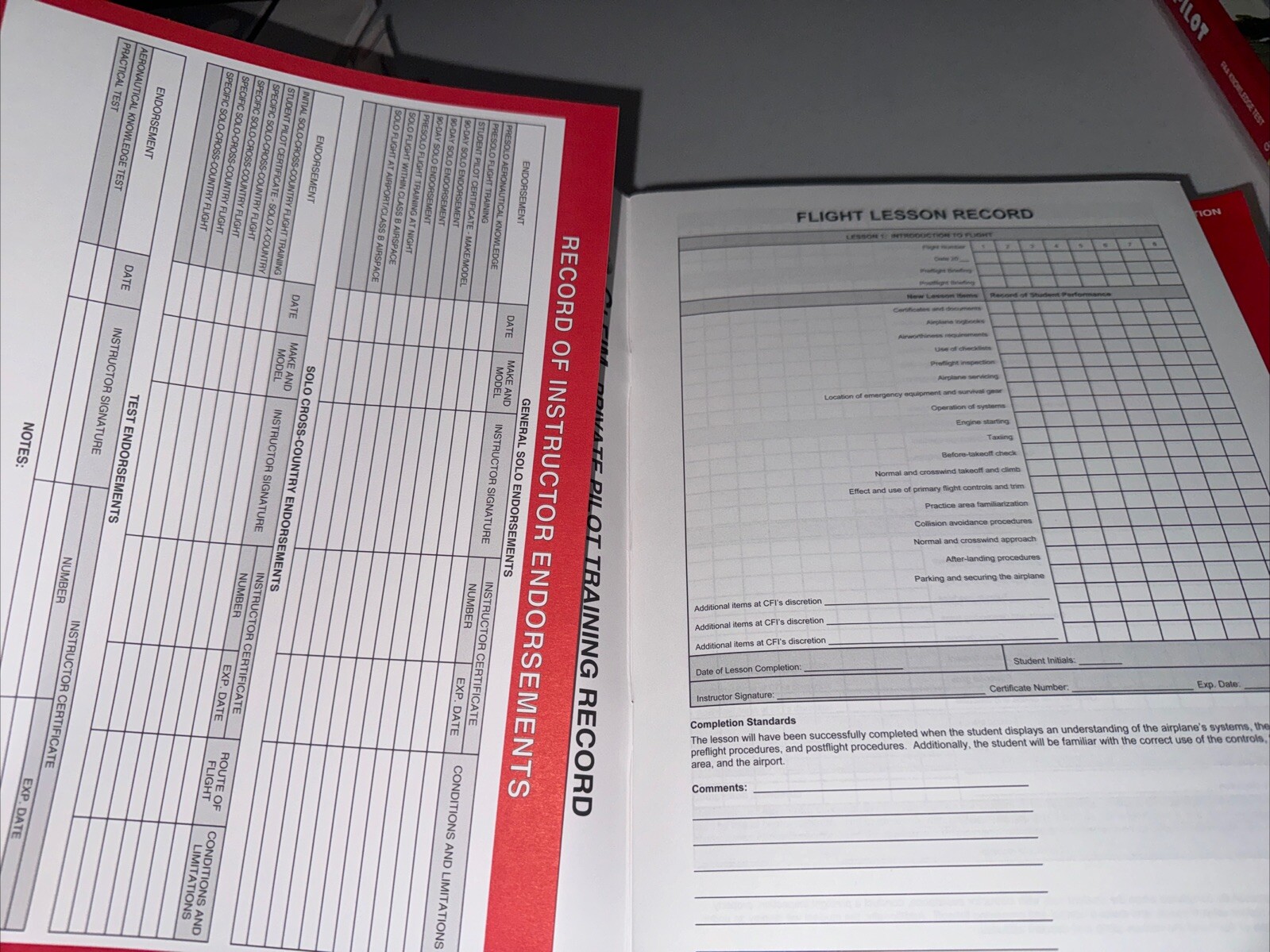 Gleim Private Pilot Training Record